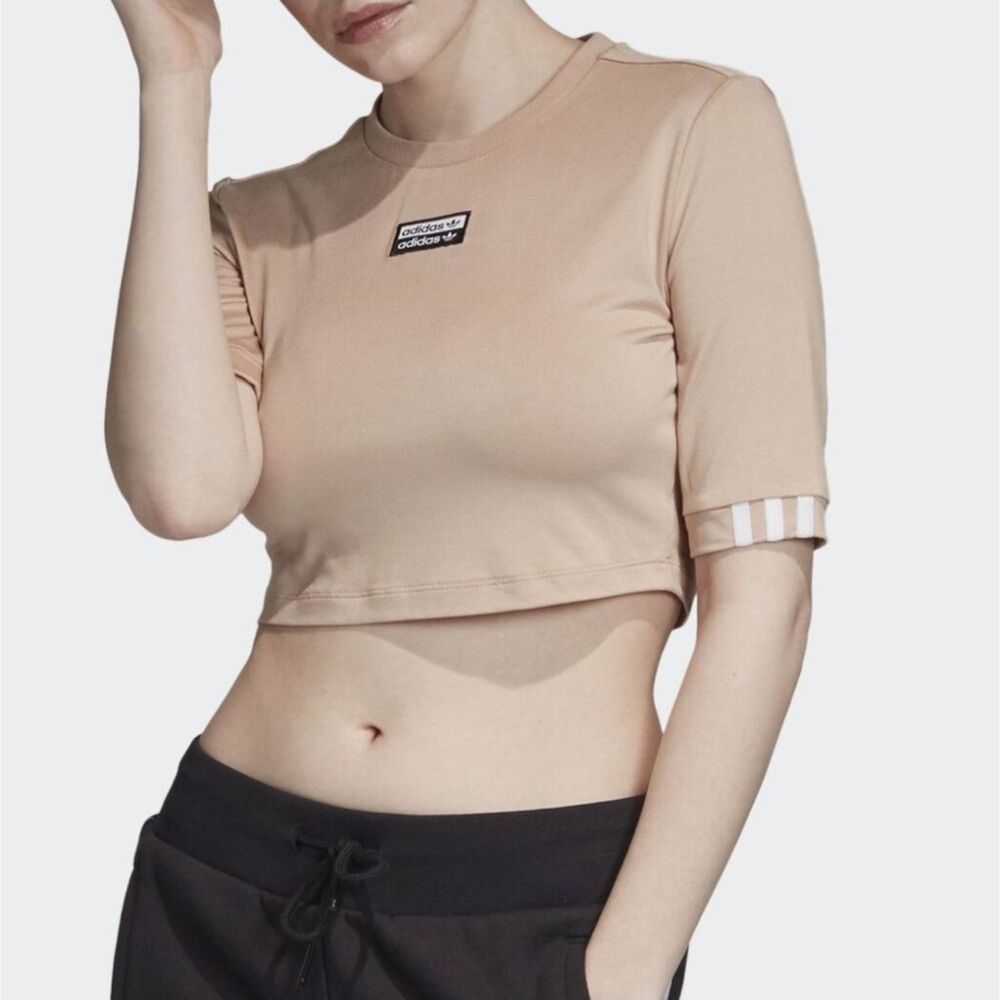Adidas Ash Pearl Sexy Half Sleeve Cropped Top Size Small